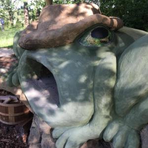 Frog-themed Earthen Cob Pizza Oven