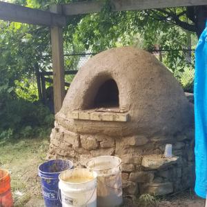 Traditional style earthen cob oven
